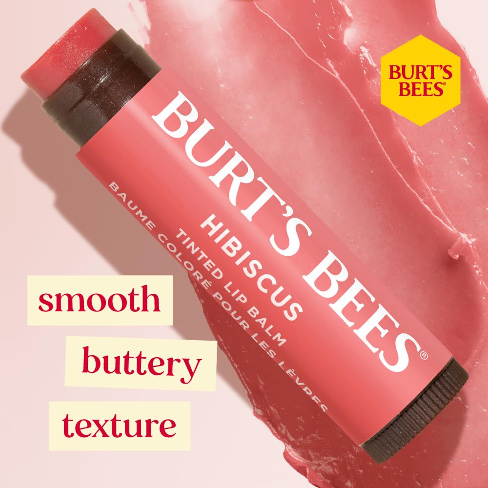 Burts Bees 100% Natural Tinted Lip Balm, Hibiscus with Shea Butter & Botanical Waxes 1 Tube Beauty & Personal Care Burt's Bees