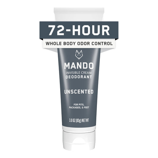 Mando Whole Body Deodorant For Men - Invisible Cream - 72 Hour Odor Control - Aluminum Free, Baking Soda Free, Skin Safe - 3 Ounce Tube (Unscented) Beauty and Personal Care Mando