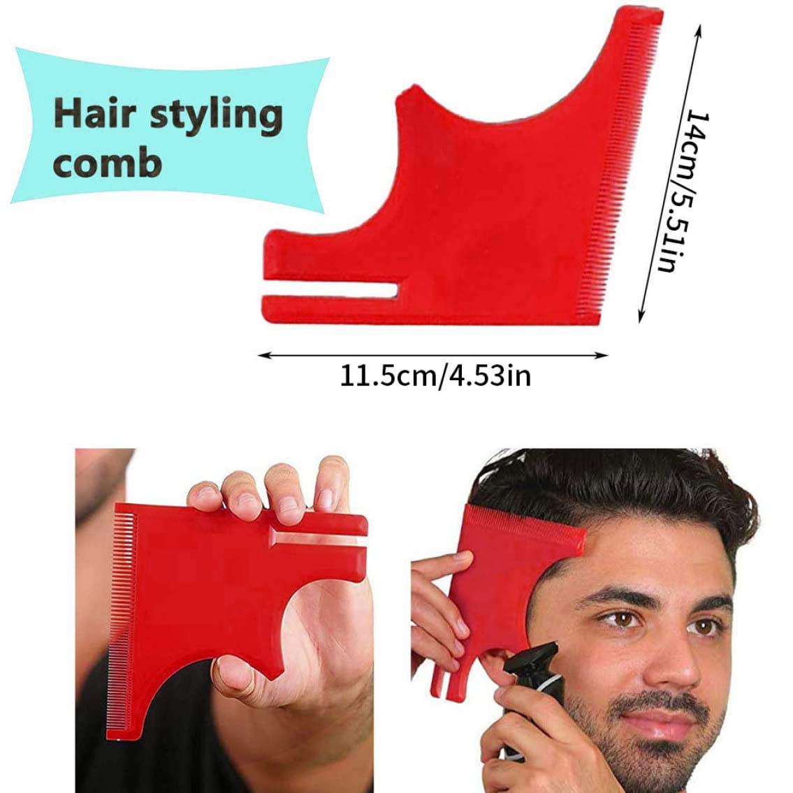 Jeorywoet Beard Shaping Tool Kit Neckline Shaving Template Guide Set for Men Hair Styling Red, Beard Trimmer Template Guide, STANDARD Beauty and Personal Care Jeorywoet