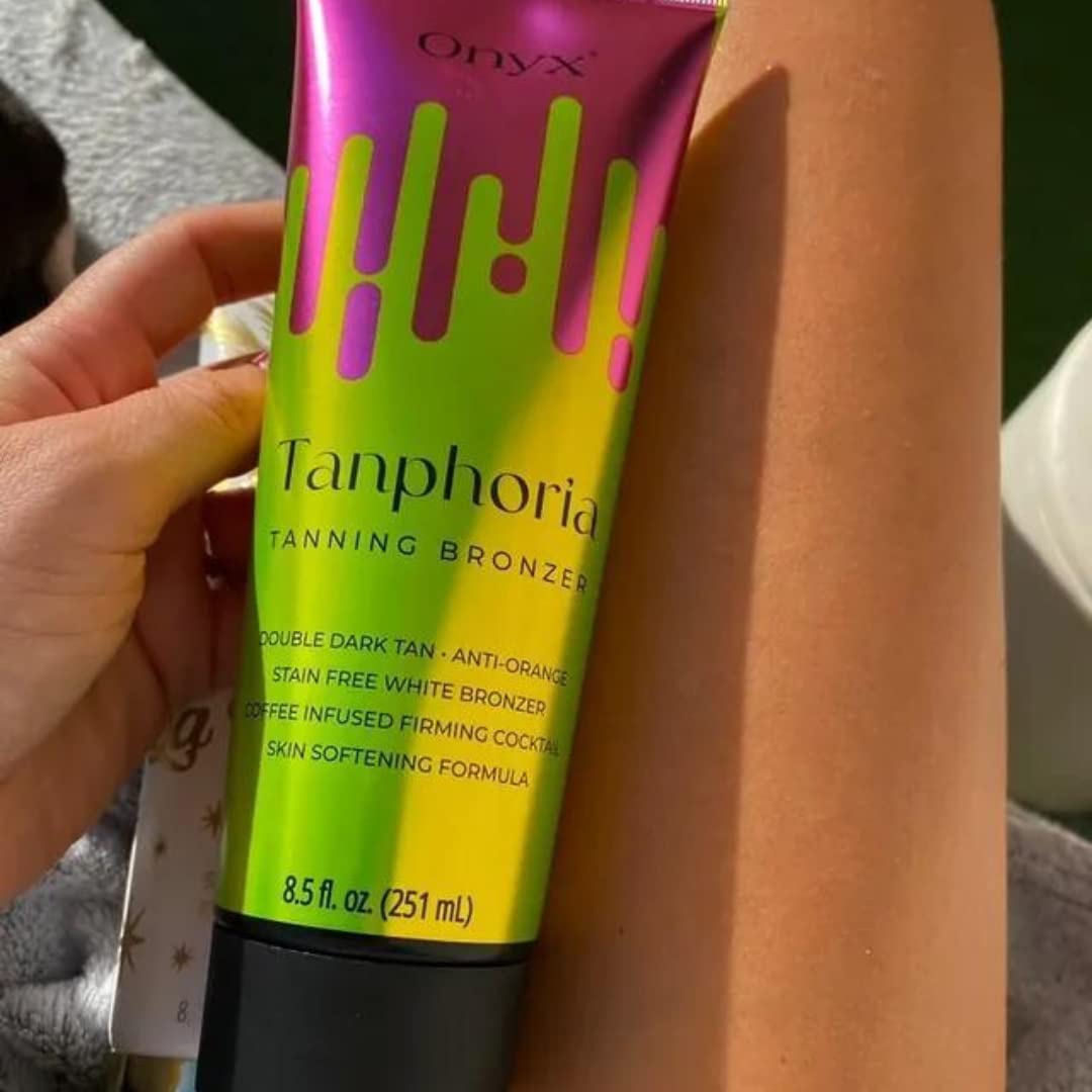 Onyx Tanphoria Tanning Bed Lotion with Bronzer & Accelerator - Gradual Dark Tan, Anti-Orange, Coffee Infused, Firming & Softening Skin, 8.5 fl oz Beauty & Personal Care Onyx