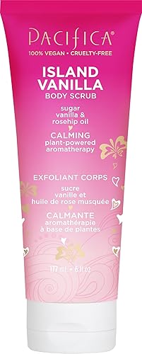 Pacifica Body Scrub - Sugar Island Vanilla Full Body Wash - Exfoliating & Moisturizing w/ Rosehip Oil - Coconut & Vanilla Scented - Clean Beauty Vegan Beauty & Personal Care Pacifica