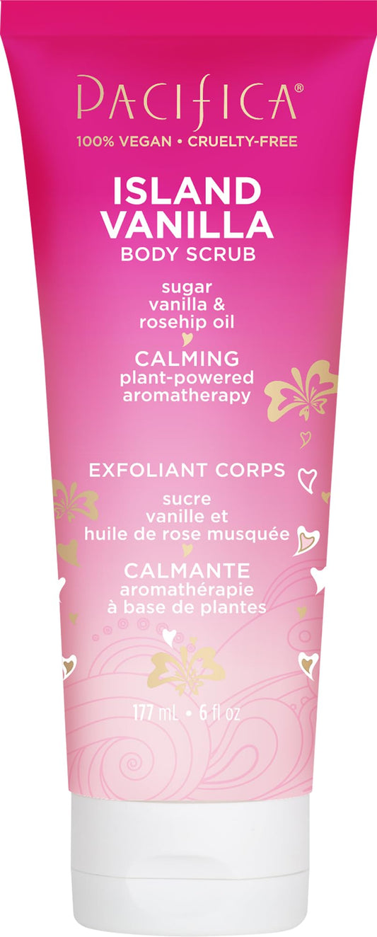 Pacifica Body Scrub - Sugar Island Vanilla Full Body Wash - Exfoliating & Moisturizing w/ Rosehip Oil - Coconut & Vanilla Scented - Clean Beauty Vegan Beauty & Personal Care Pacifica