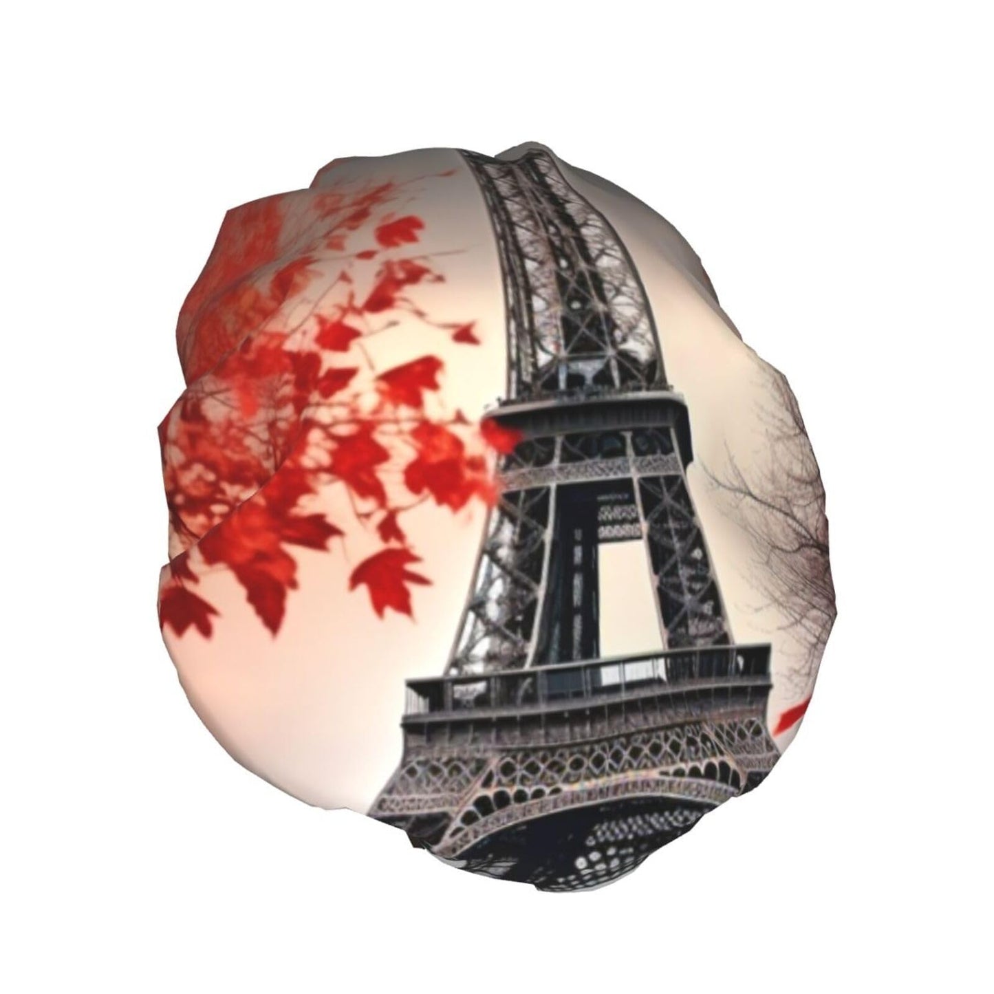 Eiffel Tower Autumn Leaves Shower Cap for Women Men Large Reusable Shower Bonnet Double-Layer Waterproof Bath Caps Elastic Band Hair Hat for All Beauty and Personal Care BWLHJKE