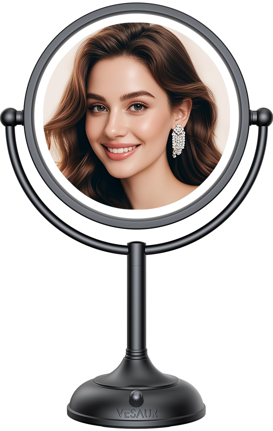 VESAUR Professional 8.5" Lighted Makeup Mirror, 1X/10X Double Sided HD Undistorted Magnifying Mirror with 3 Color 90 Dimmable LED lights, 360° Beauty & Personal Care VESAUR