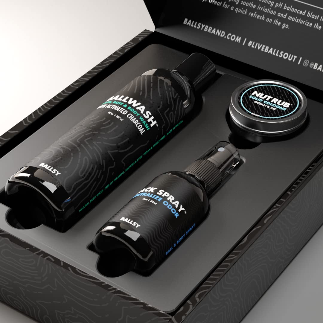 Ballsy Sack Pack, Men's Fresh Kit, Includes Body Wash, Deodorizing Spray and Cologne Rub, Men's Body Care, Ball Wash for Men Gift Pack, Sun & Surf Beauty & Personal Care Ballsy