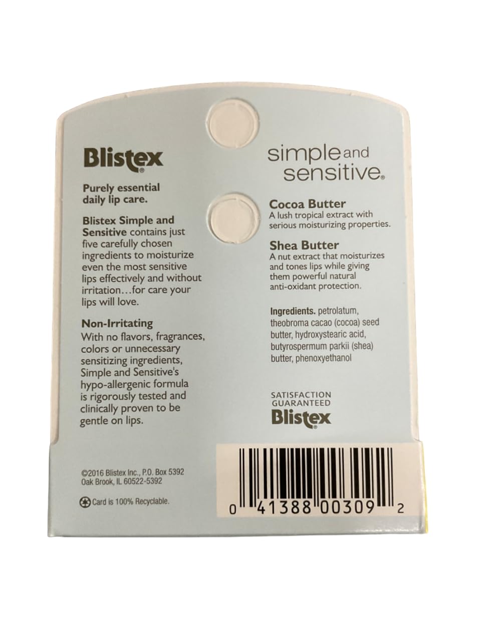 Blistex Simple and Sensitive, .15 oz - 2pc Beauty and Personal Care Blistex