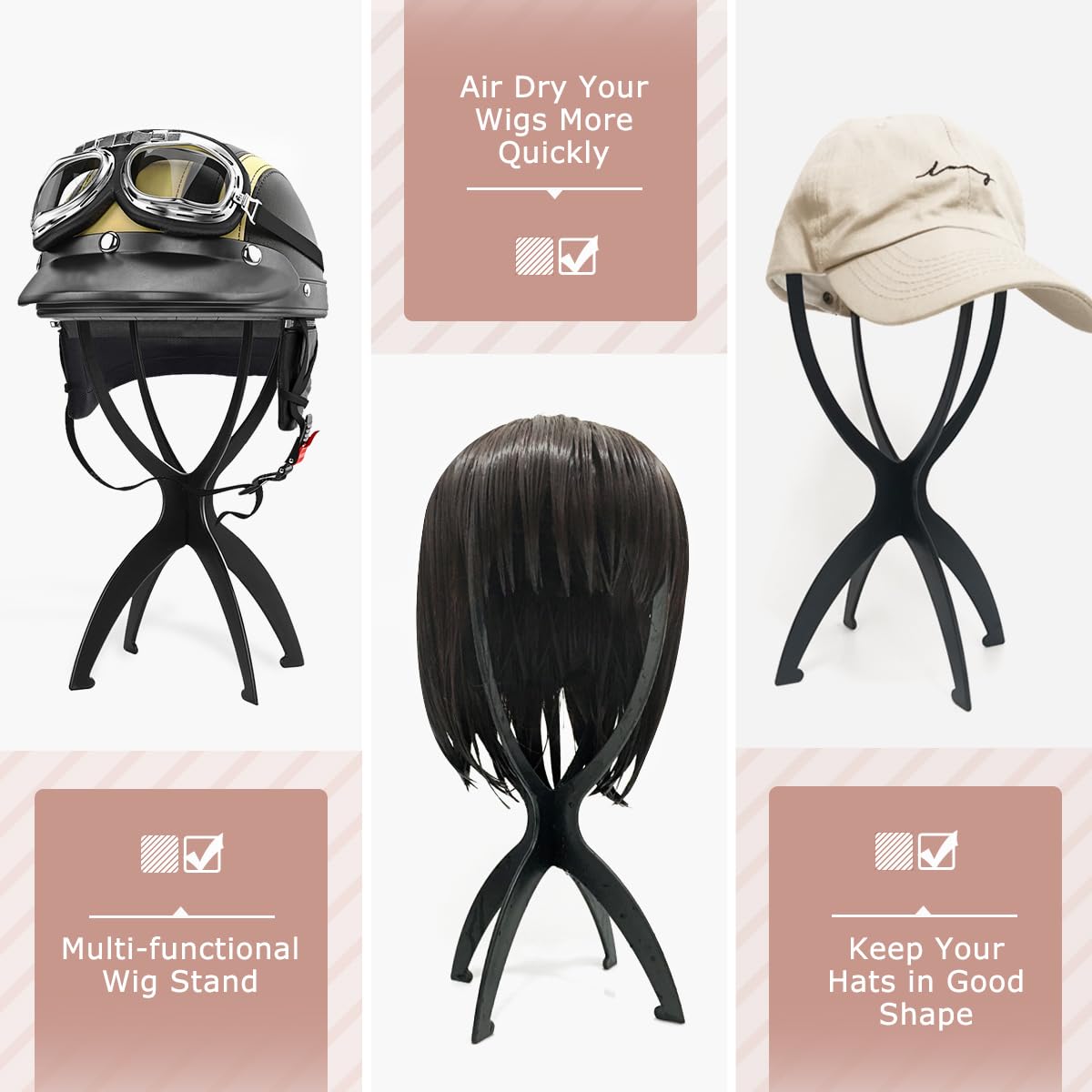 Dreamlover Wig Stand, Wig Head Stand, Wig Holder for Multiple Wigs, Black, 3 Pack Beauty and Personal Care Dreamlover
