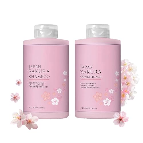 Cherry Blossoms Shampoo & Conditioner Set, Travel Size Hair Care Set, Long-Lasting Fragrance, Intense Hydration, Damage Repair, Frizz Control, Scalp Beauty & Personal Care TUOSHITONG