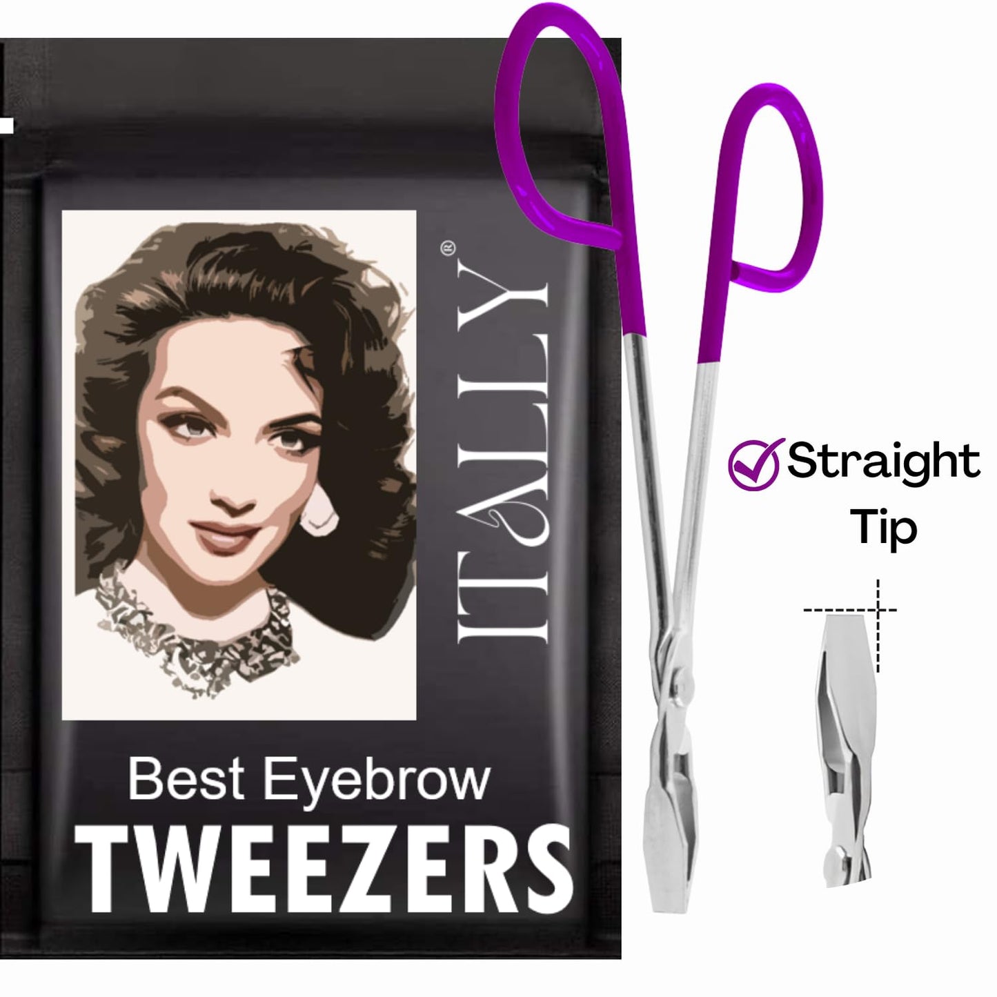ITALLY Professional Salon TWEEZERS with Easy Scissor Handle, The BEST PRECISION EYEBROW TWEEZERS Men/Women, Pinzas Para Cejas, Ingrown Hair Beauty and Personal Care ITALLY