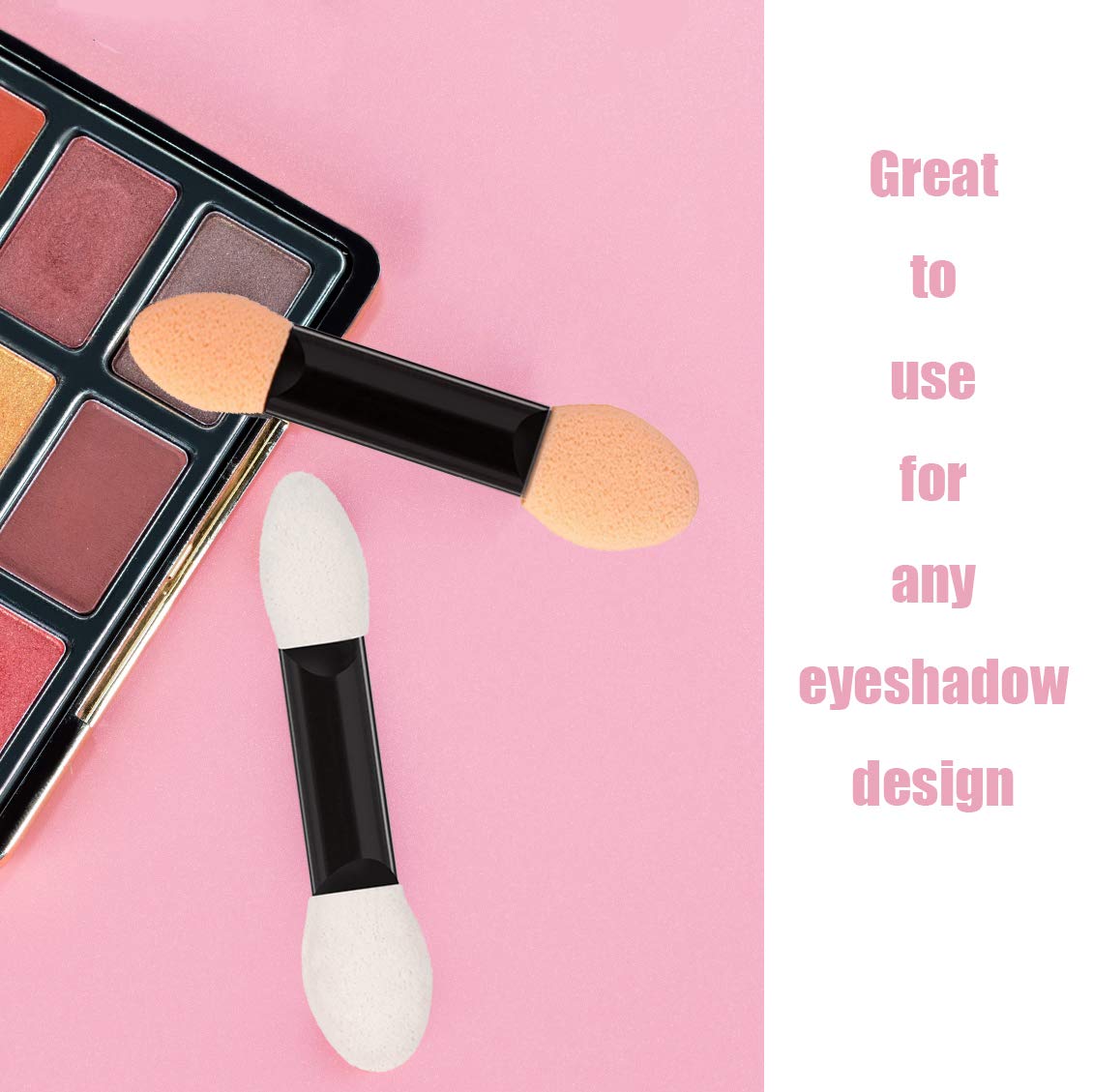 GTVIA 100 Pack Disposable Double Sided Sponge Makeup Eyeshadow Brush Tipped Cosmetic Makeup Eye shadow Applicators Brush (Skin and White) Beauty & Personal Care GTVIA