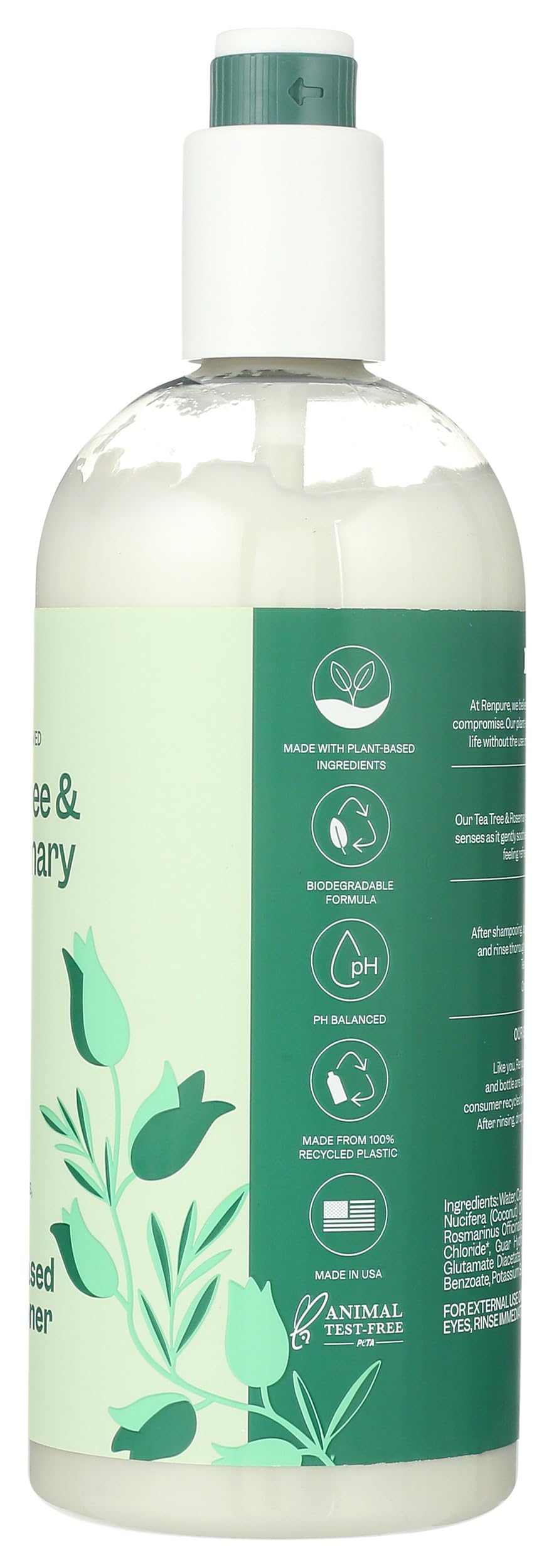 Renpure Plant Based Tea Tree and Rosemary Refresh and Rebalance Conditioner - Soothes Dry Scalp - Delivers Moisture and Shine - Gentle Formula - Dye Beauty & Personal Care RENPURE