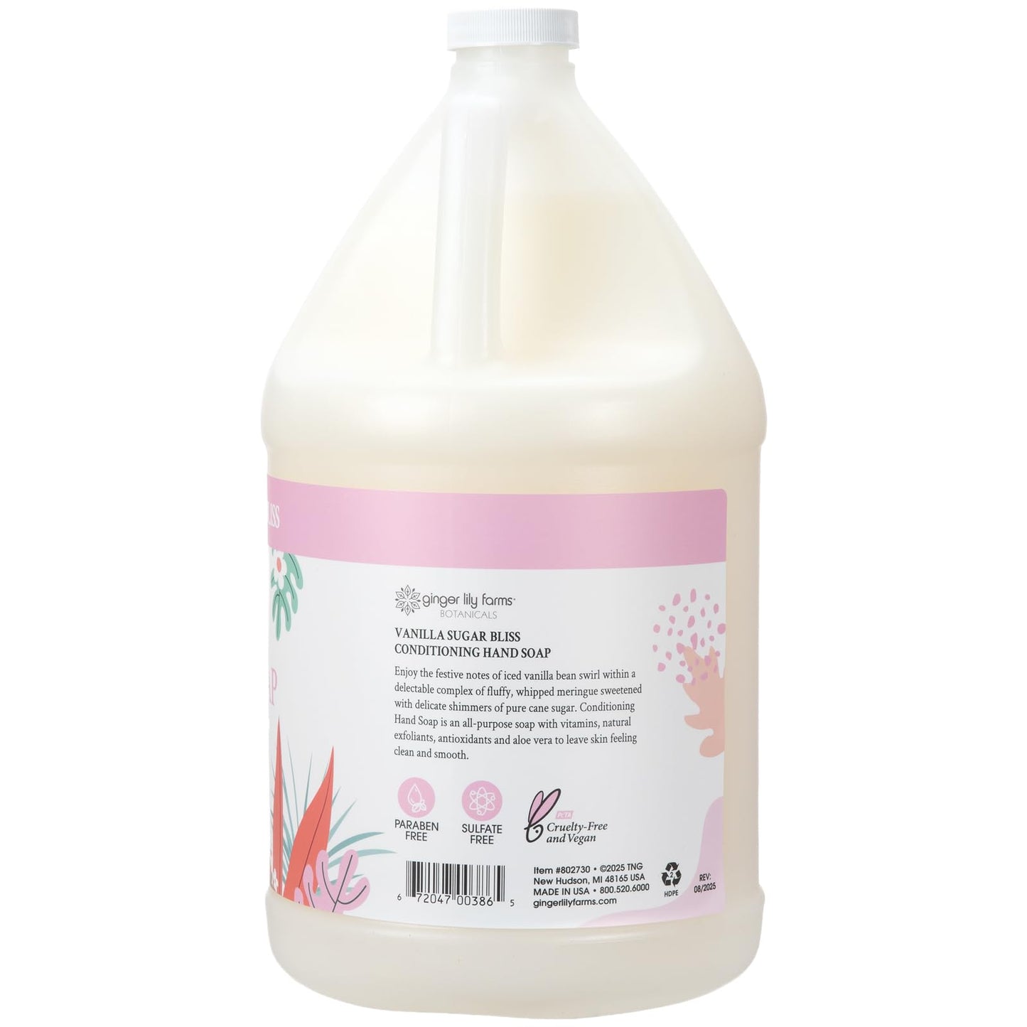 Ginger Lily Farms Botanicals Conditioning Liquid Hand Soap Refill, 100% Vegan & Cruelty-Free, Vanilla Sugar Bliss Scent, 1 Gallon (128 fl oz) Beauty & Personal Care Ginger Lily Farms