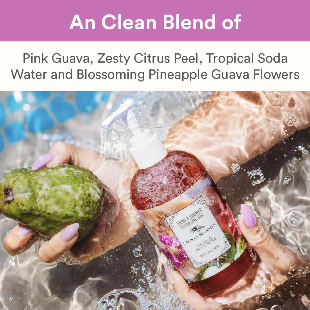 Camille Beckman Guava Blossom Hand & Shower Cleansing Gel - Gentle Moisturizing Body Wash, Fresh Tropical Scent, 13 fl oz Beauty & Personal Care Camille Beckman