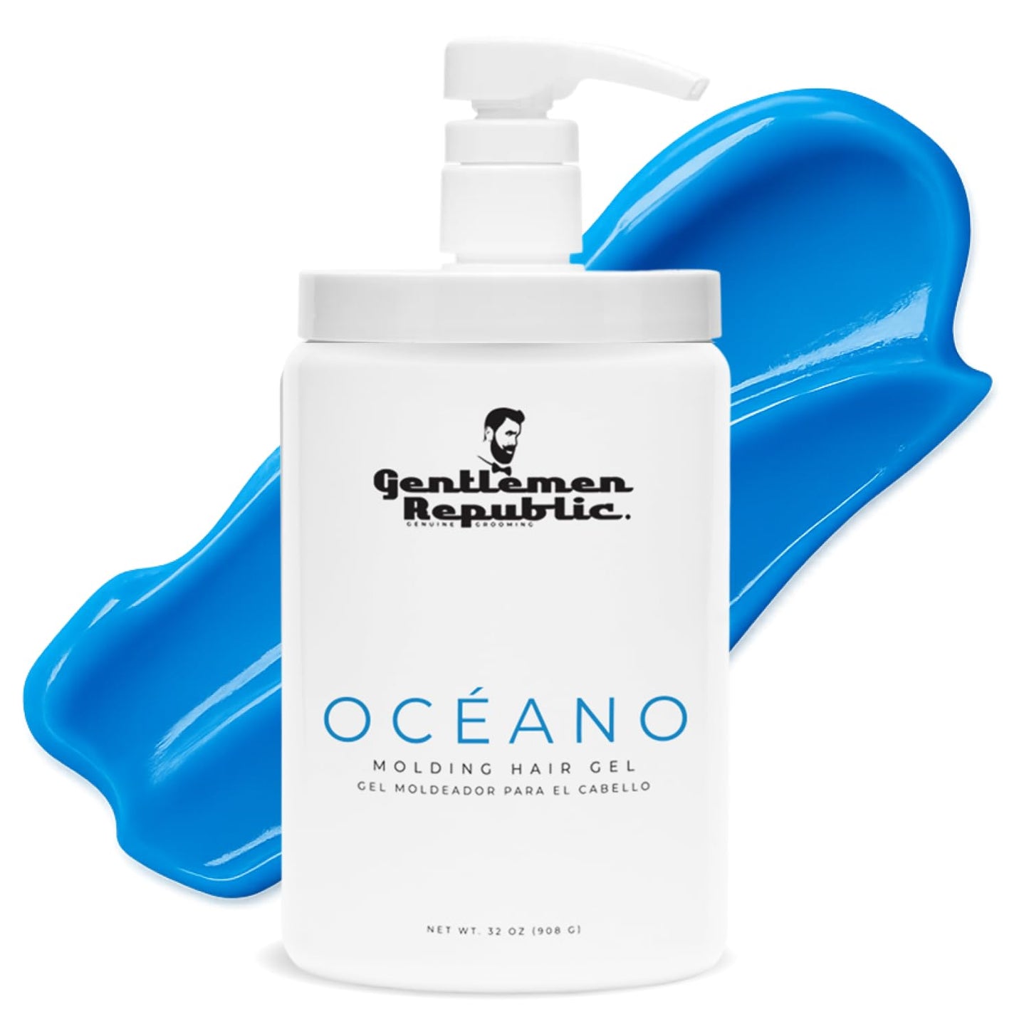 Gentlemen Republic Oceano Men's Hair Gel 32oz W/Pump - Strong Touchable Hold and High Shine Styling Gel for Hair, 100% Alcohol-Free Professional Beauty & Personal Care Gentlemen Republic