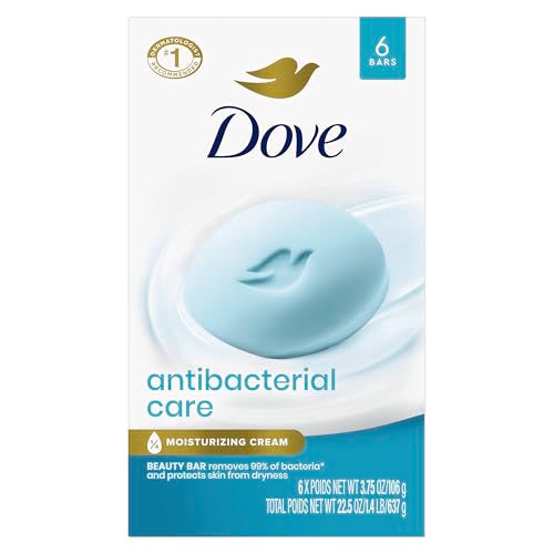 Dove Beauty Bar Soap Antibacterial Care 6 Count For Clean, Moisturized Skin, Removes Bacteria 3.75 oz Beauty & Personal Care Dove