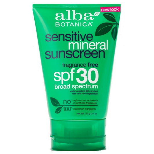 Alba Botanica Sensitive Mineral Sunscreen Fragrance Free, SPF 30 4 oz (Pack Of 2) Beauty & Personal Care Alba Botanica