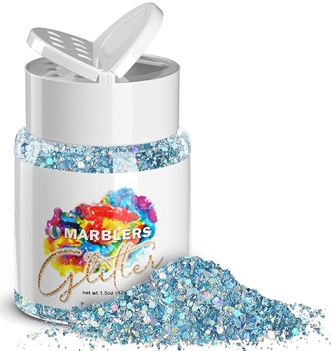 MARBLERS Holographic Glitter [Mixed Blue] 1.5oz (42g) | Chunky | Non-Toxic, Vegan, Cruelty-Free | Face, Body, Eyeshadow, Hair, Festival, Party Makeup Beauty & Personal Care MARBLERS