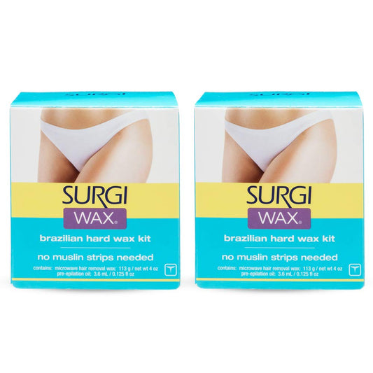 Surgiwax Brazilian Hard Wax Kit - Microwaveable Wax Strip-Free Formula for Bikini & All Hair Types, At-Home Waxing Kit for Women Hair Removal, 4 Oz, 2 Beauty and Personal Care SURGI CARE