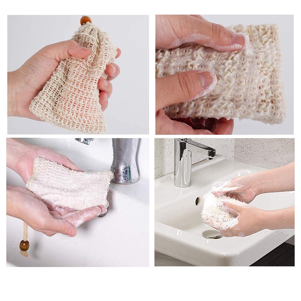 PHOGARY Sisal Soap Saver Bag (5-Pack) Ideal for Exfoliating & Save Soaps, Natural Fiber Soap Bags for Foaming and Drying The Soap, Organic Soap Bag Beauty & Personal Care PHOGARY