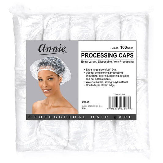 ANNIE Extra Large Processing Caps - Clear Disposable Hair Treatment Caps for Coloring, Perming, Conditioning & Showering - 100-Count XL 21? Diameter