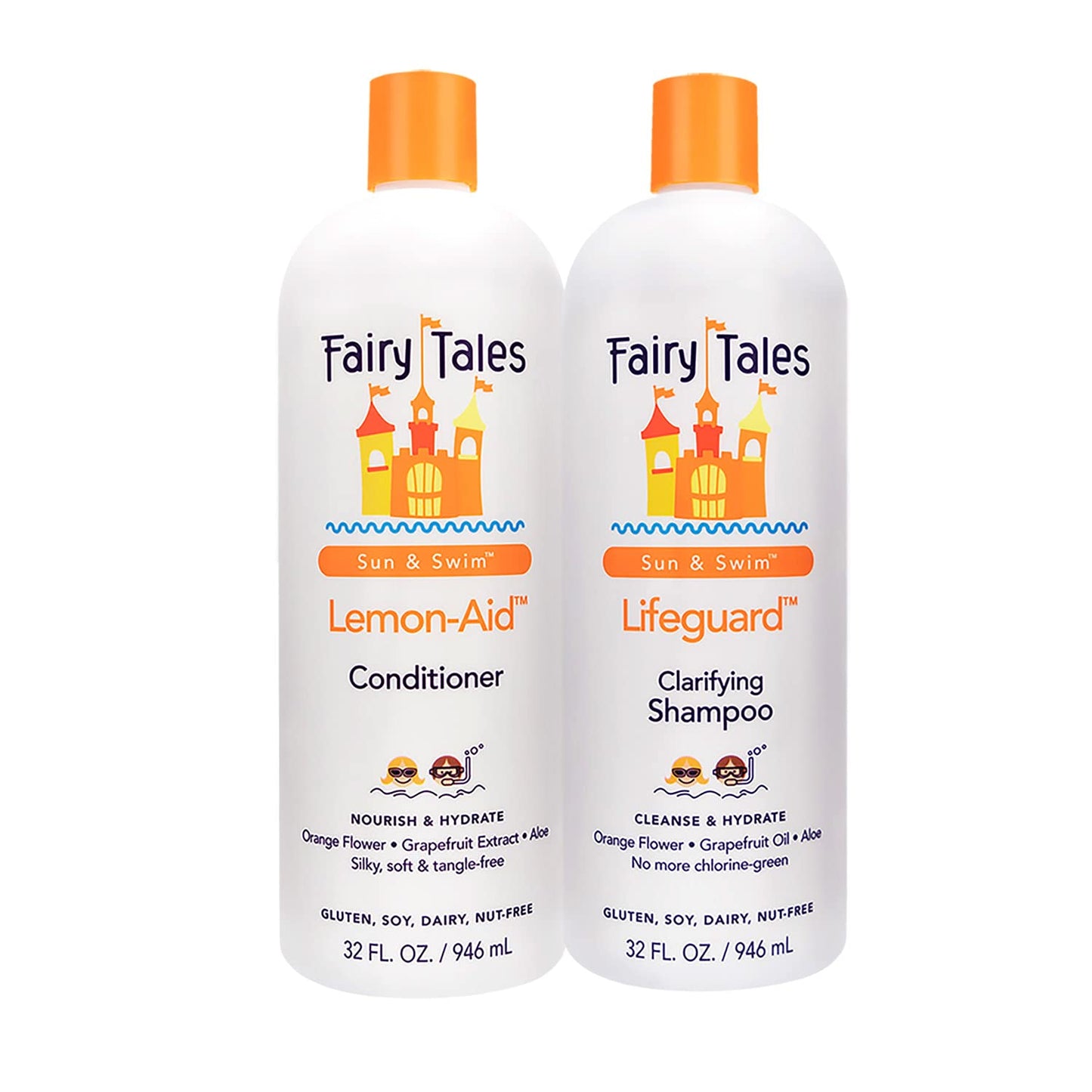 Fairy Tales Sun & Swim Shampoo & Conditioner Liter Duo for Kids - 32oz Each - Chlorine Removal Swim Shampoo Set - Removes Green Pool Tones, Sea Salt Beauty & Personal Care Fairy Tales