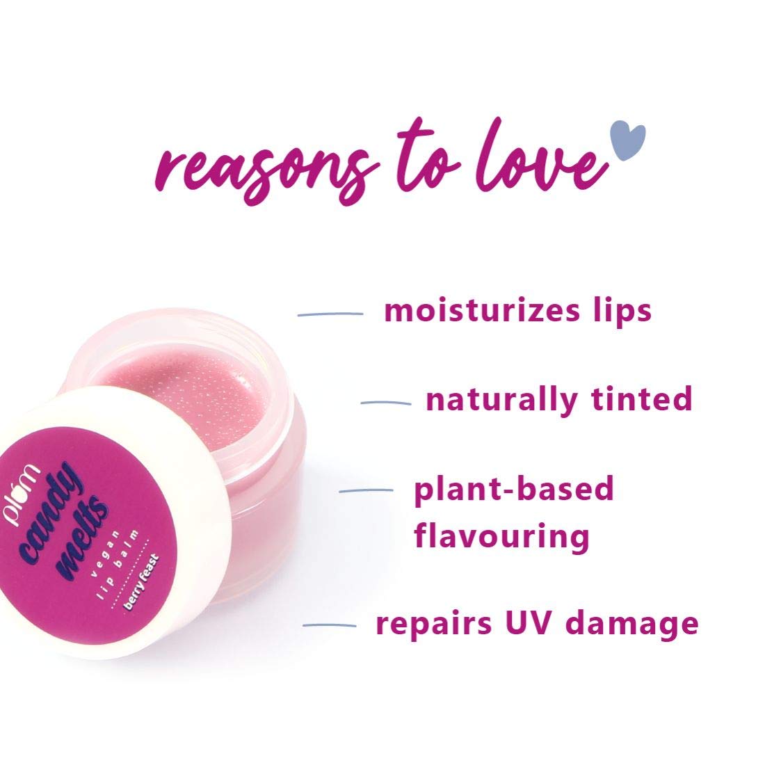 Plum Candy Melts Vegan Lip Balm - Berry Feast - With Natural Uv Protection, Ultra Moisturization & Added Shine For Lips - 100% Cruelty Free Beauty and Personal Care Plum