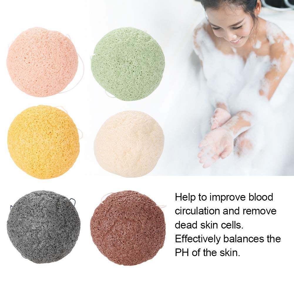 6pcs/Set Konjac Sponge, 100% Pure Naturally Cleaning Puff Konjac Sponges Tool Wet/Dry Skin Massage Tools to effortlessly Cleanse & Soften Delicate Beauty & Personal Care Salmue