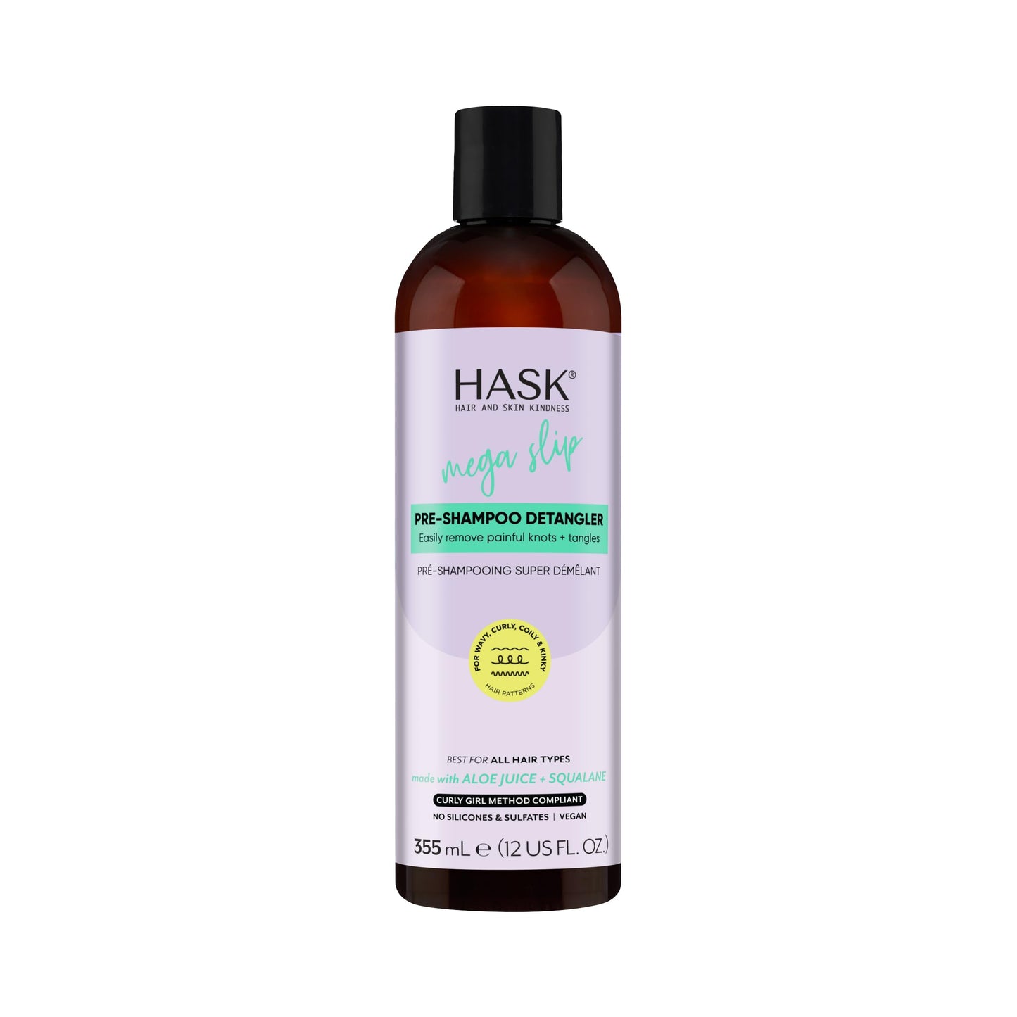 HASK Mega Slip Pre-Shampoo Detangler with Aloe Juice & Squalane for Wavy, Curly, Coily & Kinky Hair, Moisturizes, Adds Slip, Reduces Breakage, Vegan Beauty & Personal Care HASK