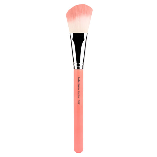Bdellium Tools Professional Makeup Brush - Pink Bambu Series 962 Slanted Blusher - With Soft Synthetic Fibers, For Contouring and Highlighting Powders