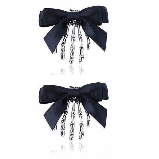 Utavu 2Pcs Skeleton Hand Hair Clips with Bowknot - Cute Skull Claw Hairpins for Girls, Party Cosplay Beauty & Personal Care Utavu
