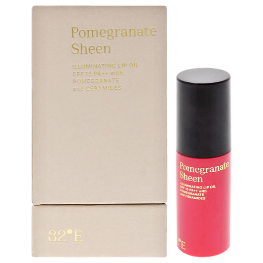 82E Pomegranate Sheen Illuminating Lip Oil SPF 15 PA Plus for Women - 0.2 oz Lip Oil Beauty and Personal Care 82E