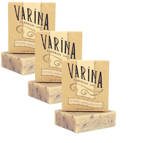 Patchouli Sandalwood Soap - Gentle Cleansing for Sensitive Skin, Earthy Scents - 3 Pack - Varina Handmade Soap Beauty & Personal Care Varina
