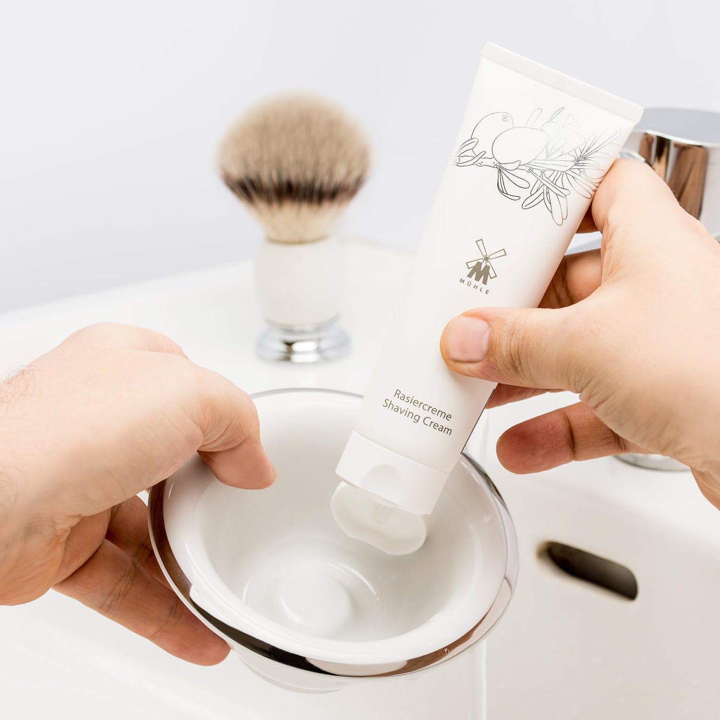 MÜHLE White Porcelain Platinum Rim Shaving Dish Beauty and Personal Care MÜHLE
