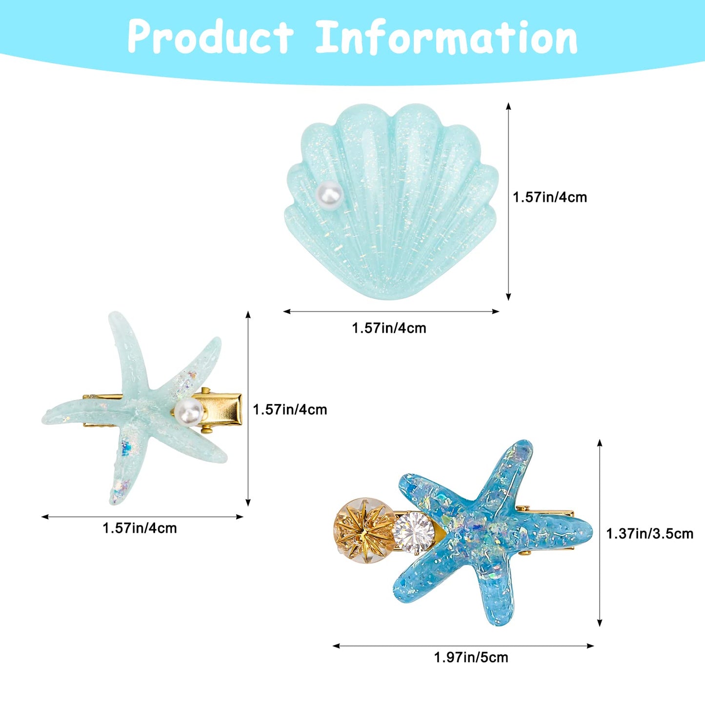 12 Pieces Shell Pearl Starfish Hair Clip Set, Catcan Seashell Hair Clips Starfish Alligator Clips for Women Headwear Styling Tools Accessories Beauty & Personal Care Catcan