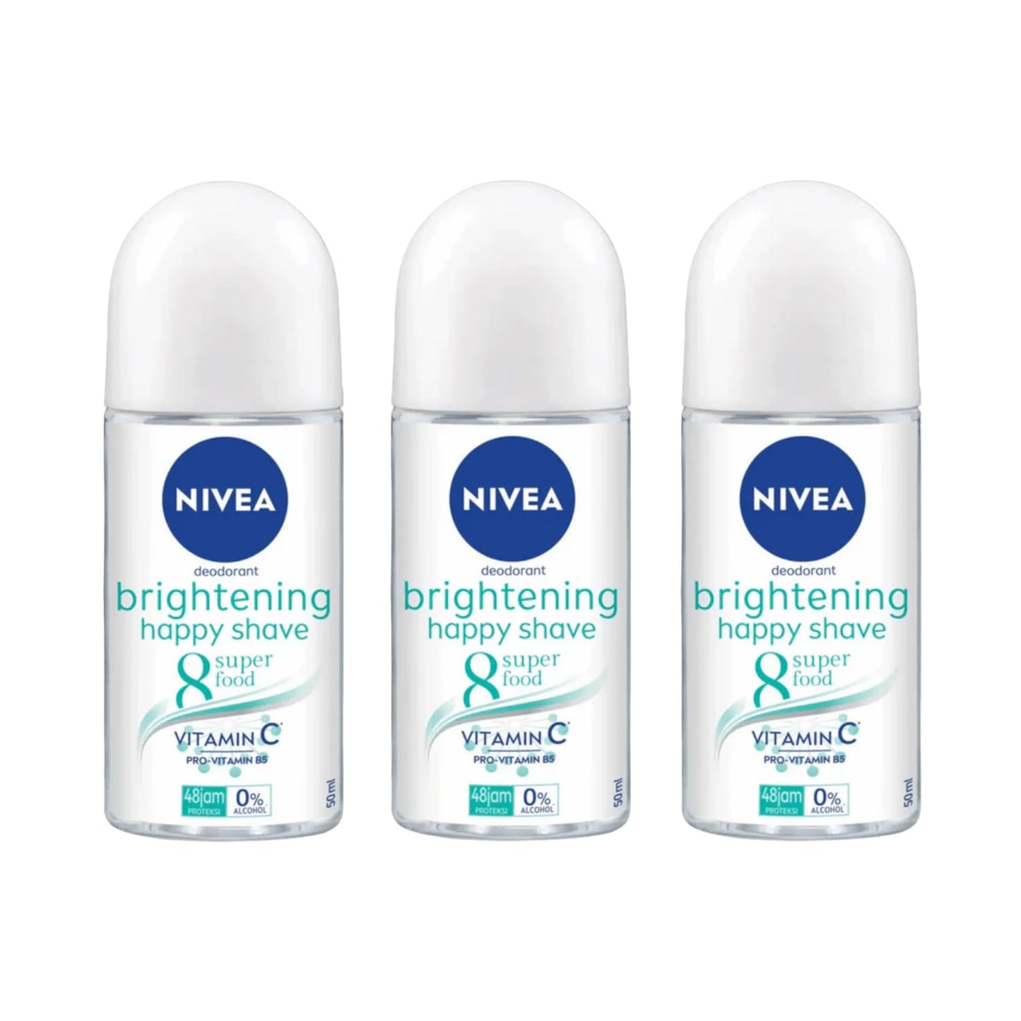 NIVEA Brightening Happy Shave 8 Superfood Roll-On Deodorant 50ml - 48H Odor Protection, Gentle on Skin, Brightens Underarms, Smooth Finish Beauty and Personal Care NIVEA
