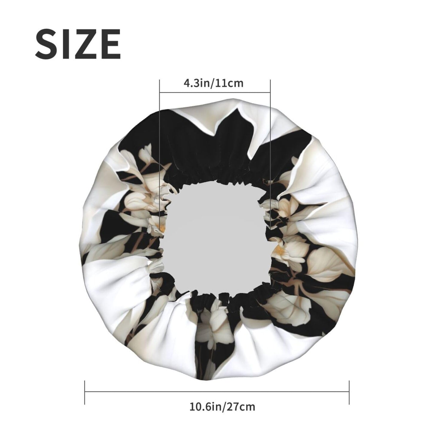 White Floral Shower Cap for Women Men Large Reusable Shower Bonnet Double-Layer Waterproof Bath Caps Elastic Band Hair Hat for All Hairstyles Beauty and Personal Care BWLHJKE