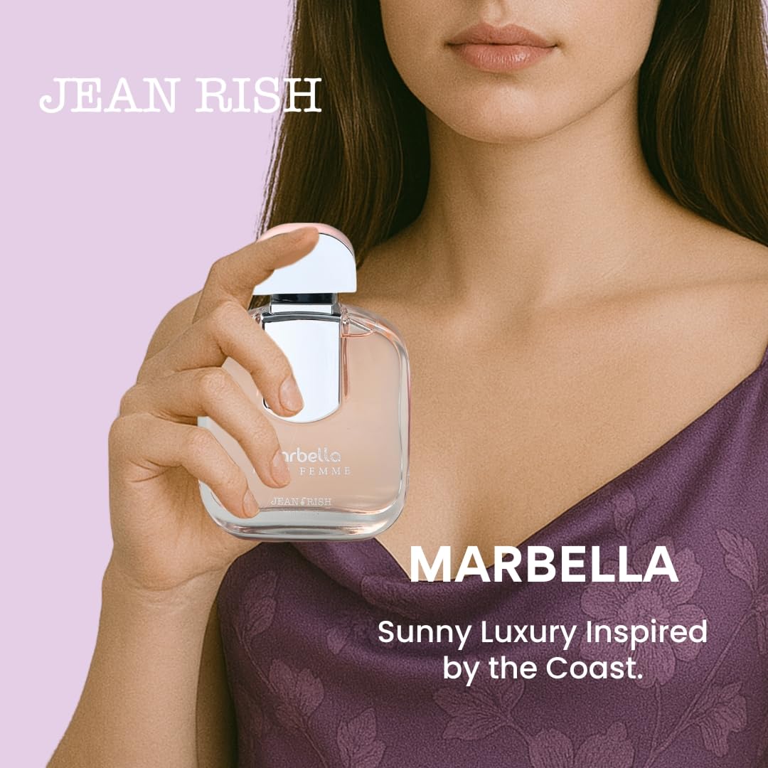 Jean Rish Marbella Perfume for Women Eau De Parfum, Long-Lasting Luxury Fragrance, Made In USA - Pear, Jasmine, Vanilla, Iris, Patchouli Scent - 100ml Beauty & Personal Care Jean Rish