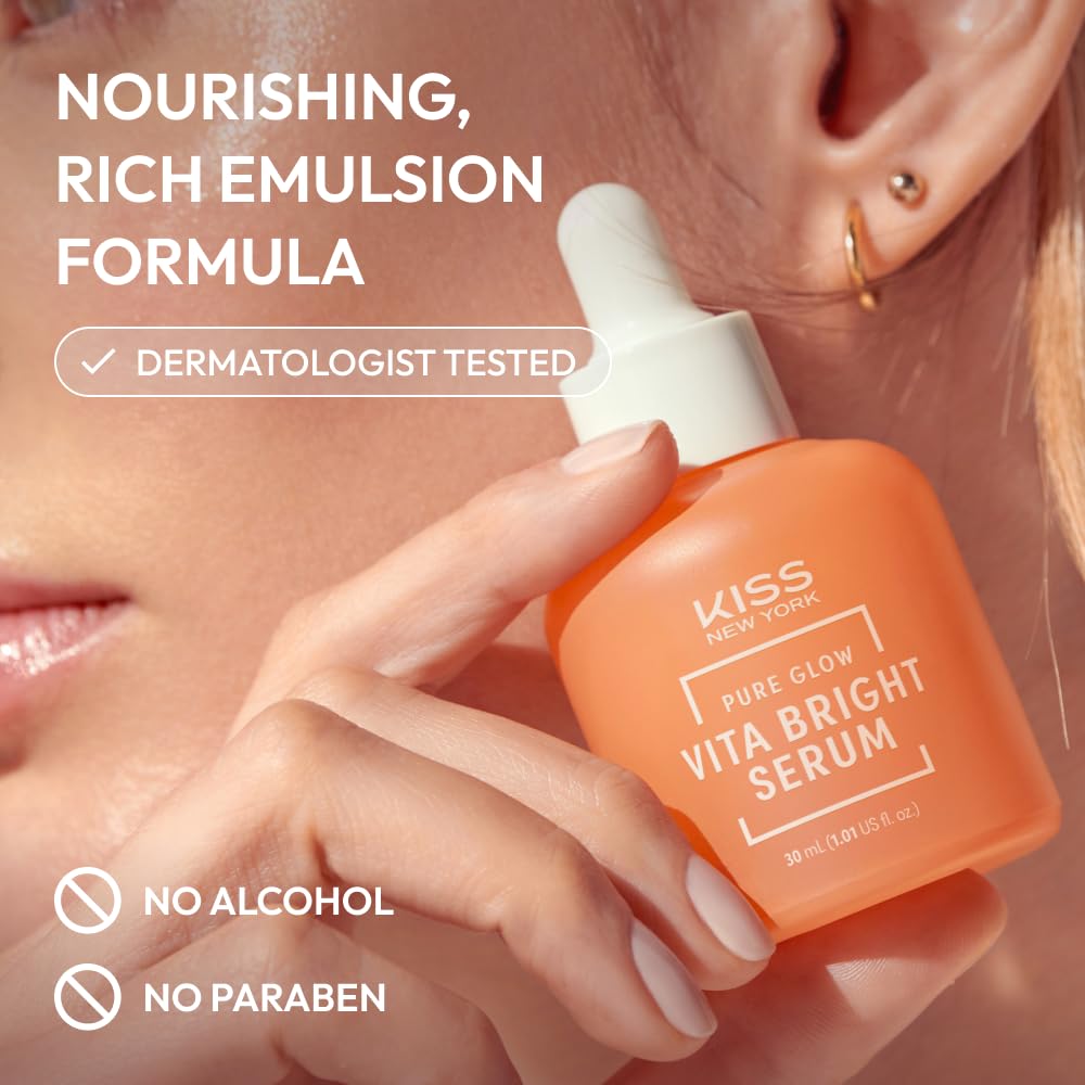KISS NEW YORK Vita Bright Serum For Face 1.01 Fl Oz, Vitamin C Serum With Niacinamide & Grapefruit Extract for Strong Skin Barrier & Deep Hydration Beauty & Personal Care Kiss