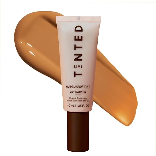 Live Tinted Hueguard Tinted Sunscreen SPF 50 - Mineral Sunscreen for Face, Skin Tint with Buildable Coverage, Dewy Glow Finish, Hydrating, Vegan Beauty & Personal Care Live Tinted