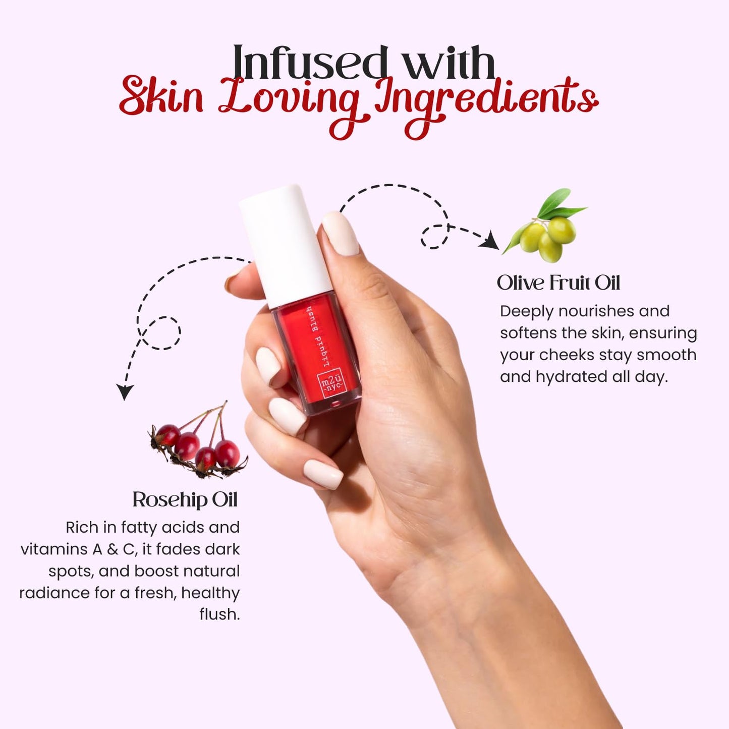 M2U NYC Red Hydrating Liquid Blush - Soft, Dewy Liquid Blush for Cheeks with High Pigment Color & Breathable Feel - Lightweight & Blendable Beauty & Personal Care M2U NYC