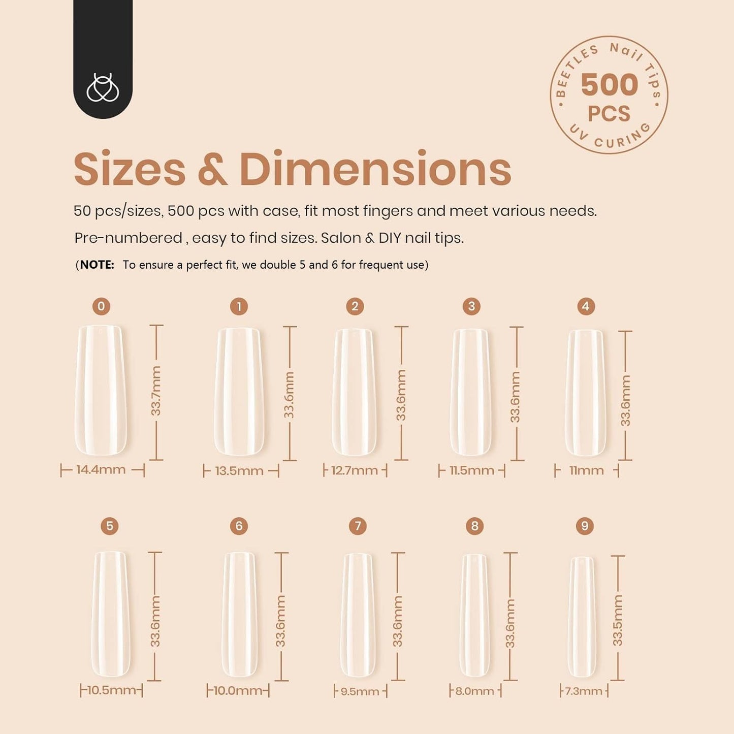 Beetles Gel Nail Tips, 500Pcs Pre-shaped Long Square Gelly Clear Press on Nail Tips Full Cover Acrylic False Nails Extensions Soak Off for Art Women Beauty and Personal Care beetles Gel Polish