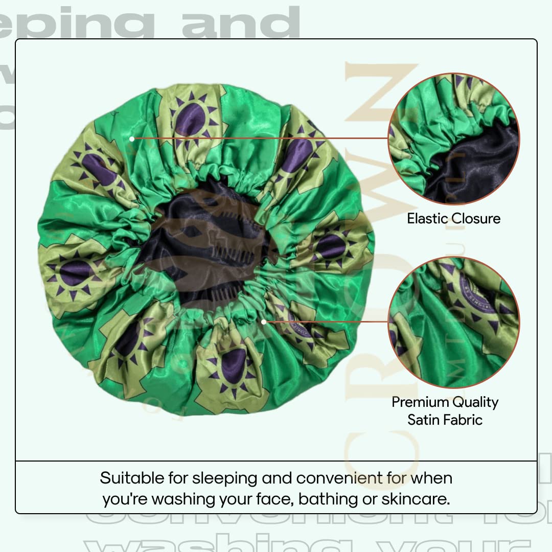 Silky Design Bonnet with Elastic Soft Band Adjustable Women and Men Bonnets for Sleeping Comfortable Satin Fabric (Green Zoroo) Beauty and Personal Care FOR KINGS. BY KINGS CROWN LMTD SUPPLY
