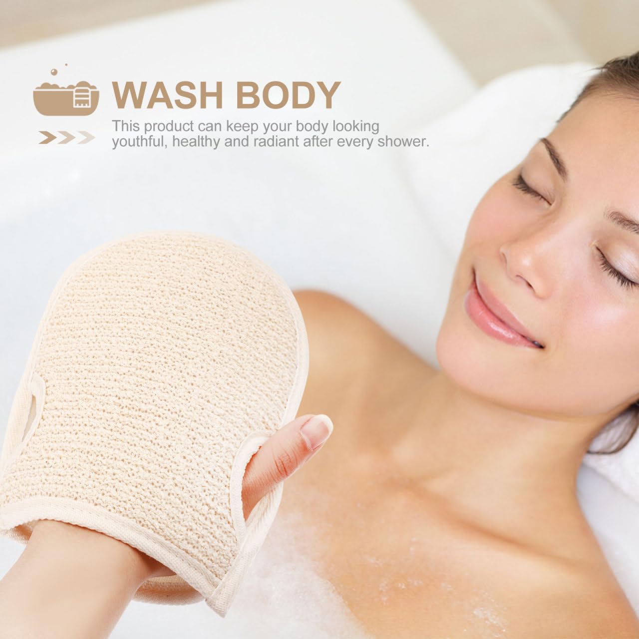 Ciieeo 2pcs Exfoliating Shower Gloves Double-Sided Cotton Linen Bathing Scrubbers for Body Scrub Dead Skin Removal Korean Spa Bath Accessories Beige Beauty and Personal Care Ciieeo