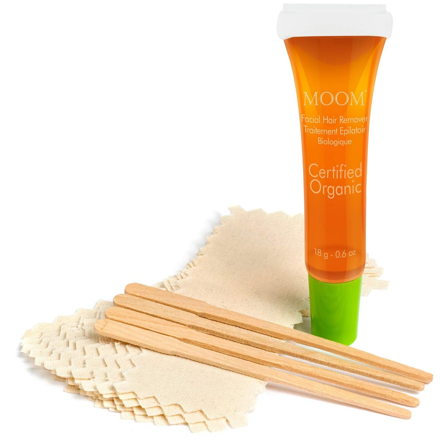 MOOM Organic Eyebrow Waxing Kit with Pomegranate Oil & Chamomile - Natural Sugar Hair Removal Glaze with 12 Reusable Strips & 4 Applicators Beauty and Personal Care MOOM