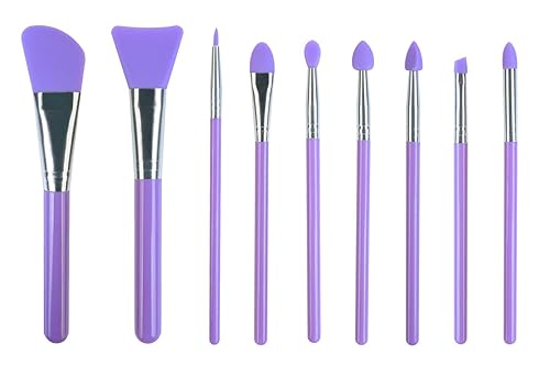 LORMAY 9 Pcs Silicone Makeup Brush Set: Applicator for Face Care, Eyeliner, Eyebrow, Eye Shadow, Lip Makeup and UV Epoxy Resin Crafts (Purple) Beauty & Personal Care LORMAY