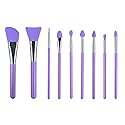 LORMAY 9 Pcs Silicone Makeup Brush Set: Applicator for Face Care, Eyeliner, Eyebrow, Eye Shadow, Lip Makeup and UV Epoxy Resin Crafts (Purple) Beauty & Personal Care LORMAY