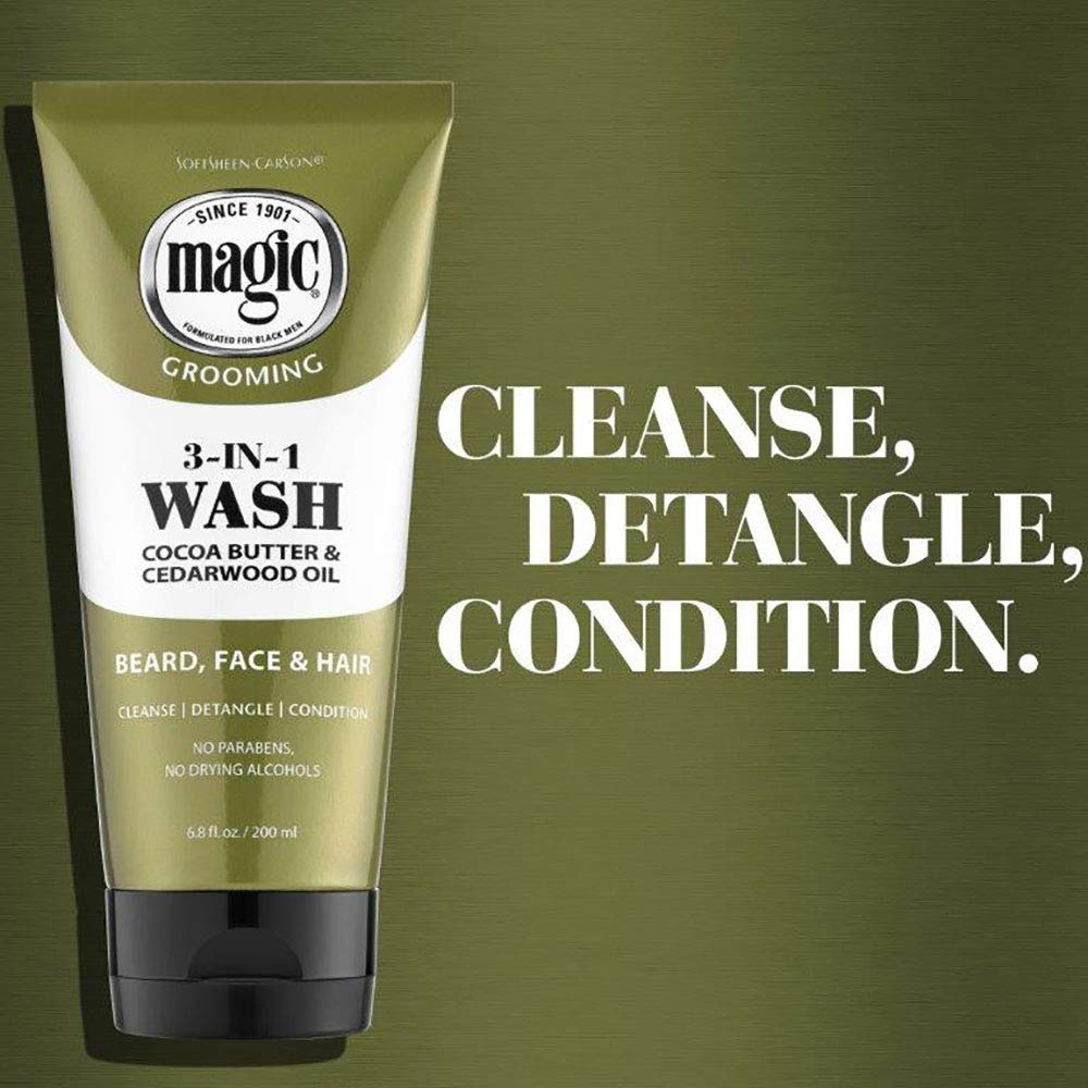 SoftSheen-Carson Magic Beard Wash 3 In 1 Cleanses and Conditions for Face, Beard and Hair, With Cocoa Butter and Shea Butter, 6.8 fluid ounces Beauty & Personal Care SoftSheen