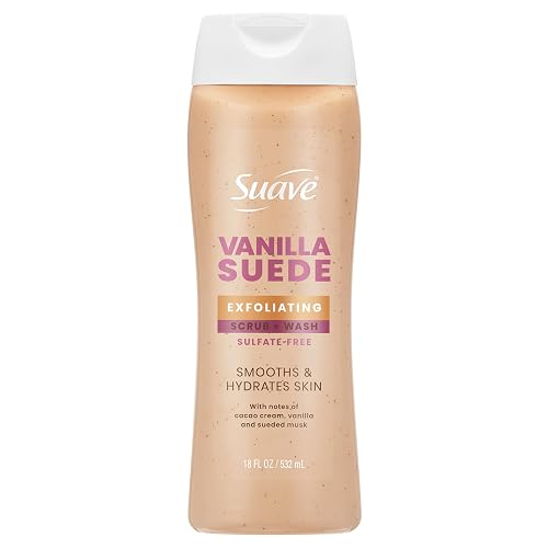 Suave Vanilla Suede Exfoliating Body Wash & Scrub with Glycerin & Vitamin E, Sulfate-Free Hydrating Cleanser for Soft, Smooth Skin, 18 FL OZ Beauty & Personal Care Suave