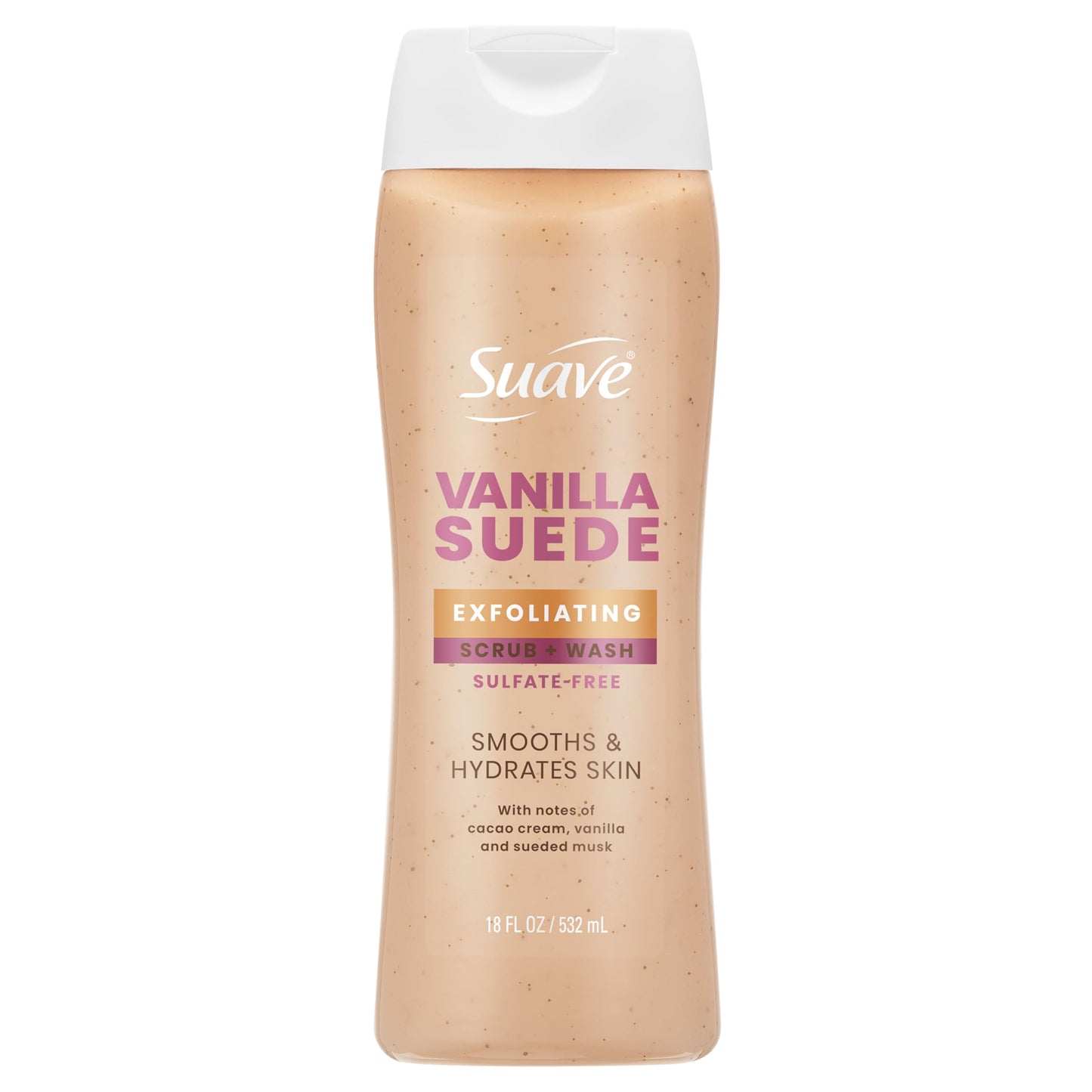 Suave Vanilla Suede Exfoliating Body Wash & Scrub with Glycerin & Vitamin E, Sulfate-Free Hydrating Cleanser for Soft, Smooth Skin, 18 FL OZ Beauty & Personal Care Suave