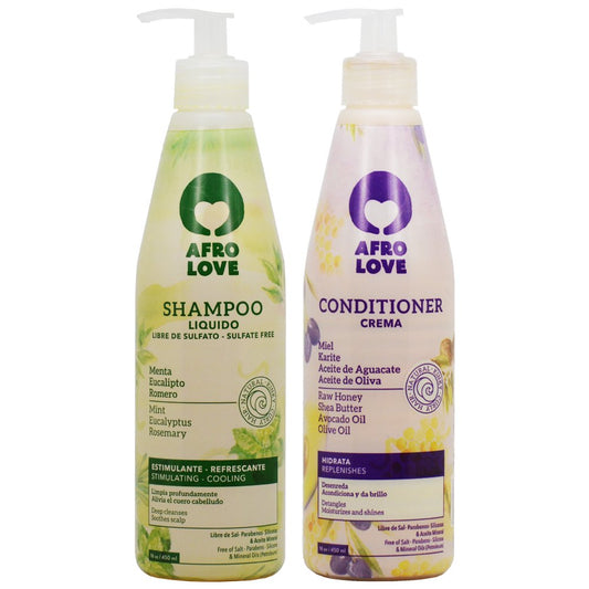 Afro Love Shampoo & Conditioner Set - 16oz Refreshing Shampoo & 16oz Hydrating Conditioner - Sulfate-Free, Nourishing for Natural, Curly & Coily Hair Beauty & Personal Care Afro Love